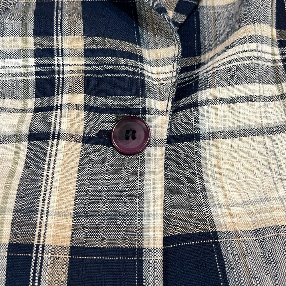 VTG Fashion Bug Plaid Blazer Womens Medium Blue Tan - Picture 5 of 6